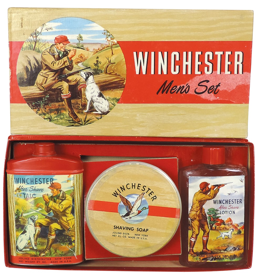 Sporting, Winchester Theme Toiletry Set, c.1950's boxed men's set w/shaving lotion and soap, Exc (1 of 1)