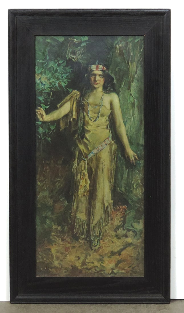Native American Print, Pocahontas litho on paper, c.1909 by The American Art Works after orig by (1 of 1)