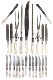 Flatware w/Mother-of-Pearl handles (24), 12 forks & 12 knives marked Landers Frary & Clark Etna Work (1 of 1)