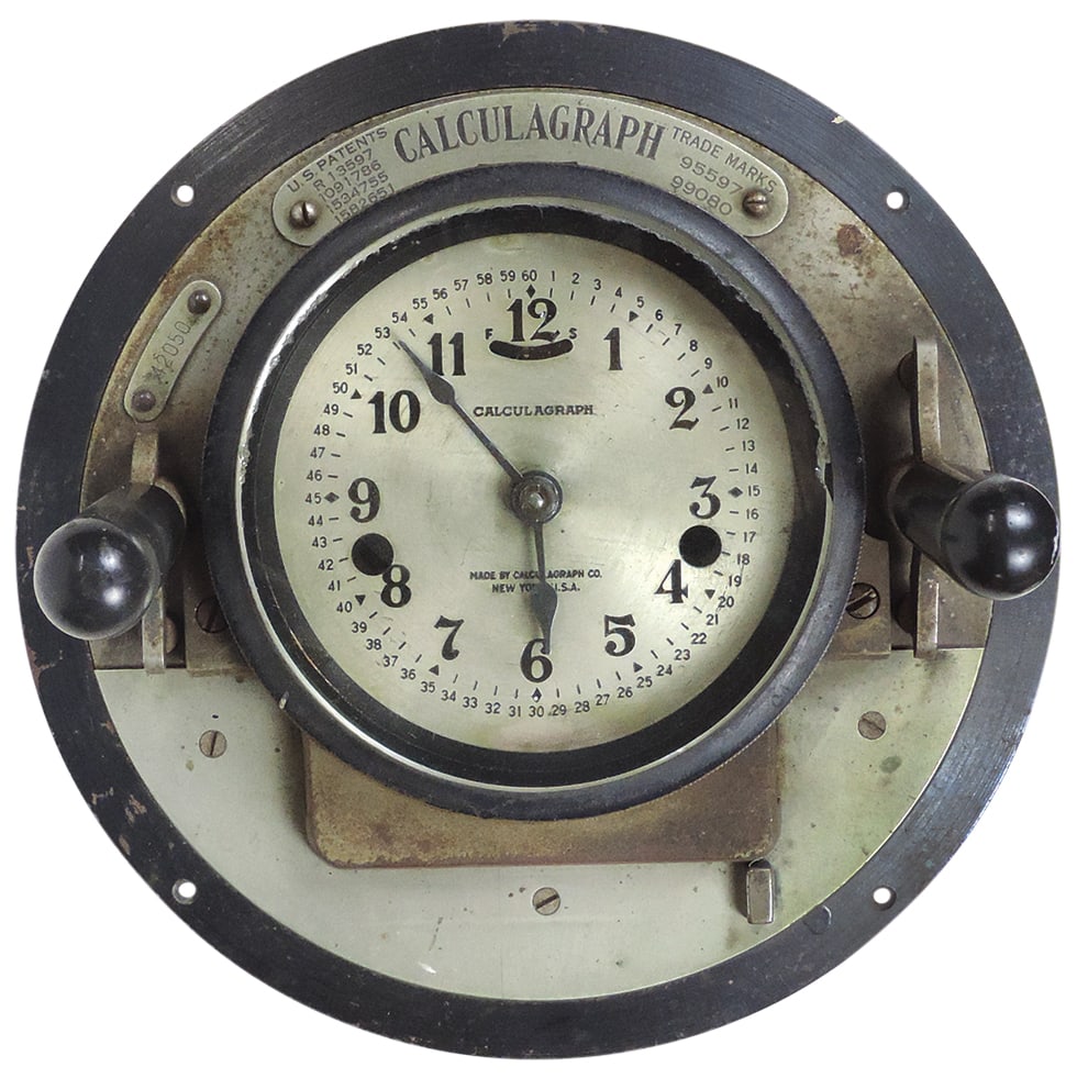 Office Time Clock, Calculagraph Model 110 key wound, early 20th C., for recording elapsed time on (1 of 1)