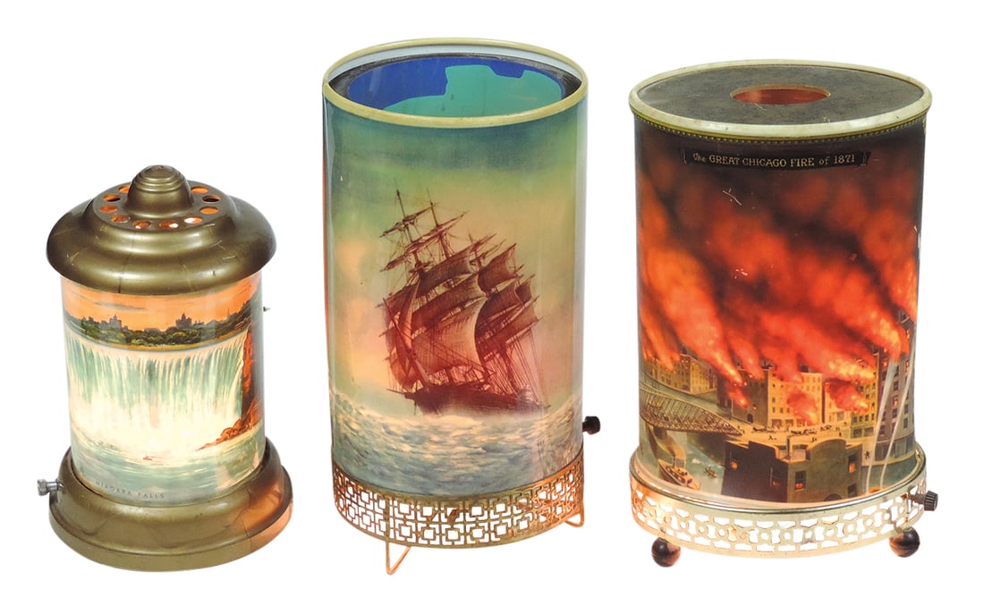 Lighting, Novelty TV Motion Lamps (3), Great Chicago Fire & Niagara Falls by Econolite, Lighthouse & (1 of 2)