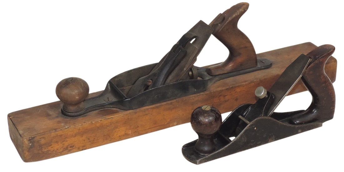 Tools, Stanley Planes (2), No.29 wood bottom bench plane & No.40 scrub plane, VG cond, larger 20"L. (1 of 1)