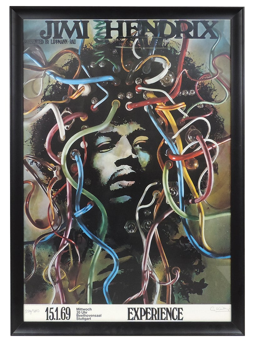 Rock & Roll Poster Jimi Hendrix Experience, 1969 Stuttgart Germany, Ltd Ed signed by artist (1 of 1)