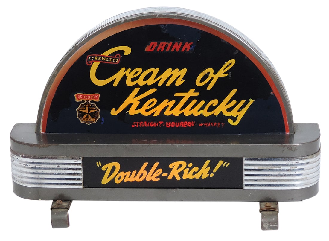 Breweriana Cream of Kentucky Lighted Advertising Marquee, Art Deco pressed steel & reverse-painted (1 of 1)