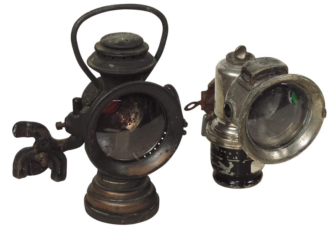Lighting, Transportation Carbide Safety Lamps, brass 3-way "Neverout" auto lamp & unmarked (1 of 1)