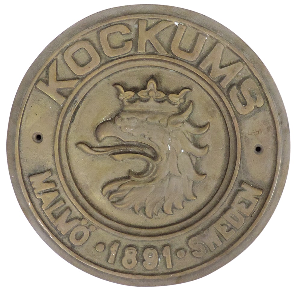 Militaria Saab Kockums Ship Yard Plaque, cast bronze w/eagle head logo & embossed Malmo 1891 Sweden, (1 of 1)