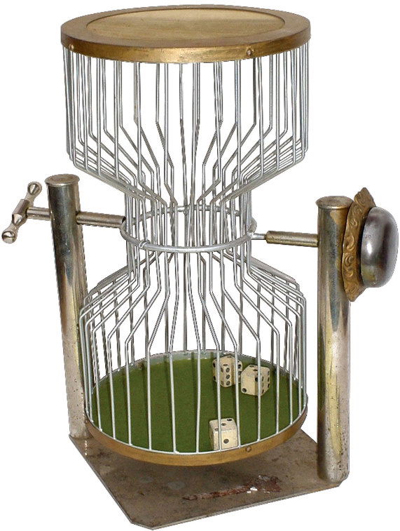 Chuck-A-Luck cage, large cage w/bell, VG condition: Chuck-A-Luck cage, large cage w/bell, VG condition, 17.5"H.