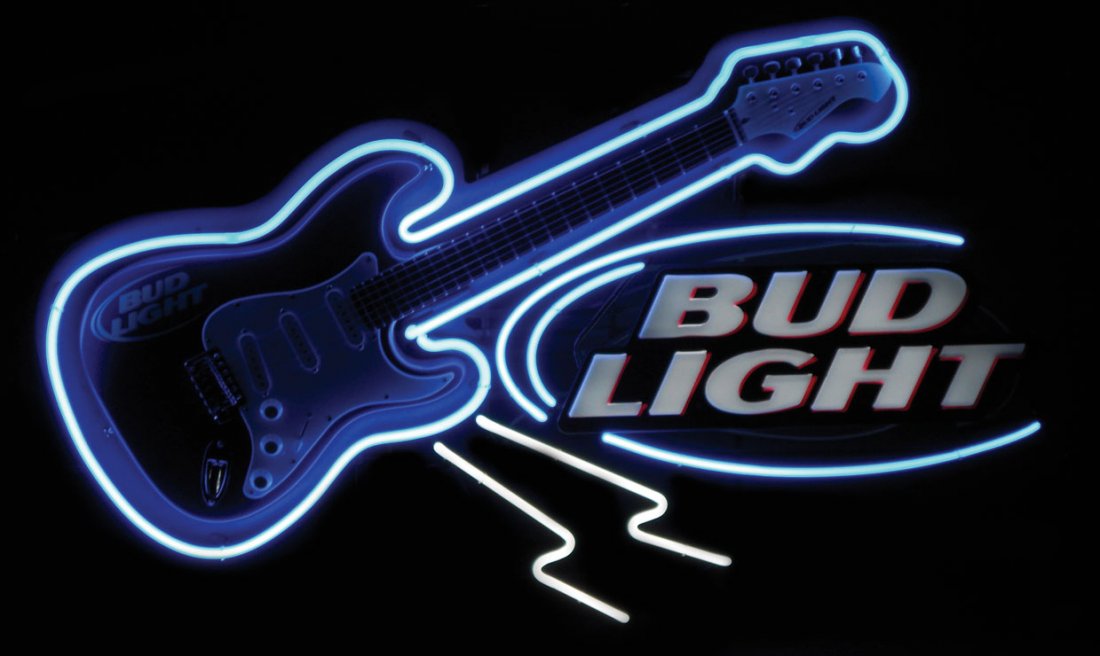 0021: Breweriana, Bud Light Guitar neon sign, new-old-s