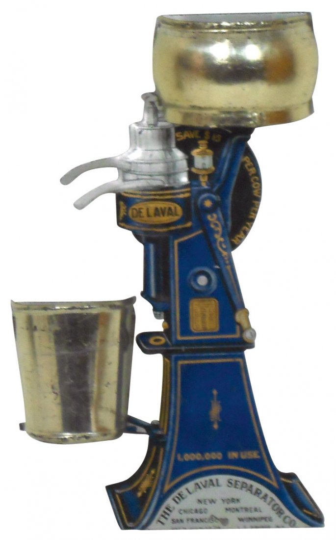 Advertising match holder, DeLaval Separator Co., : Advertising match holder, DeLaval Separator Co., embossed litho on tin by L. T. Savage Co.-NY, Near-Mint cond, 6.25"H.
