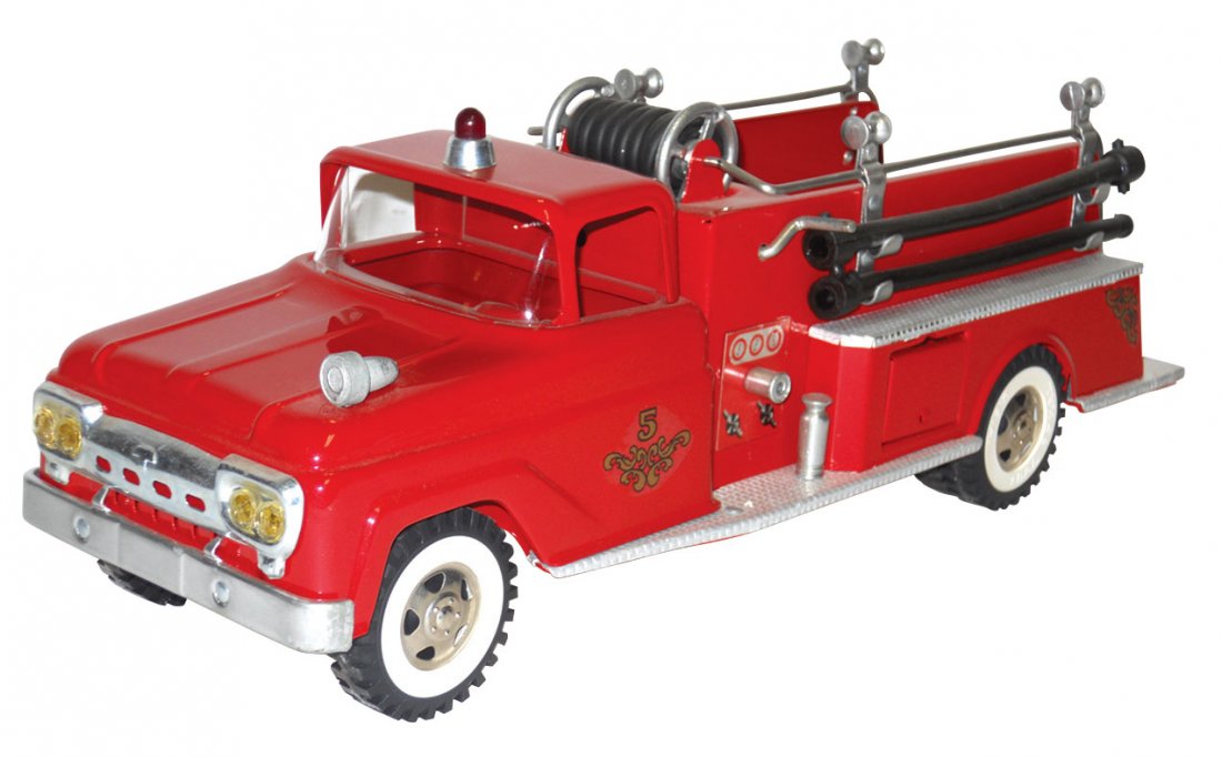 Toy Fire Engine, Tonka #5 w/hydrant, pressed stee: Toy Fire Engine, Tonka #5 w/hydrant, pressed steel, c.1959, Exc cond, 5"H x 17"L.