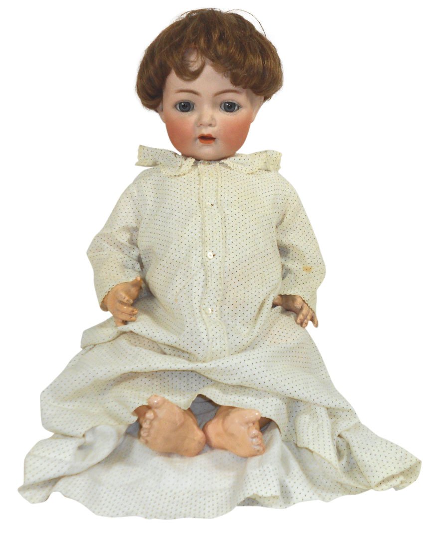 Doll, German bisque, Simon & Halbig K star R mode: Doll, German bisque, Simon & Halbig K star R model #121 character child, composition body, sleep eyes, open mouth, replacement wig, VG cond, 22"L.