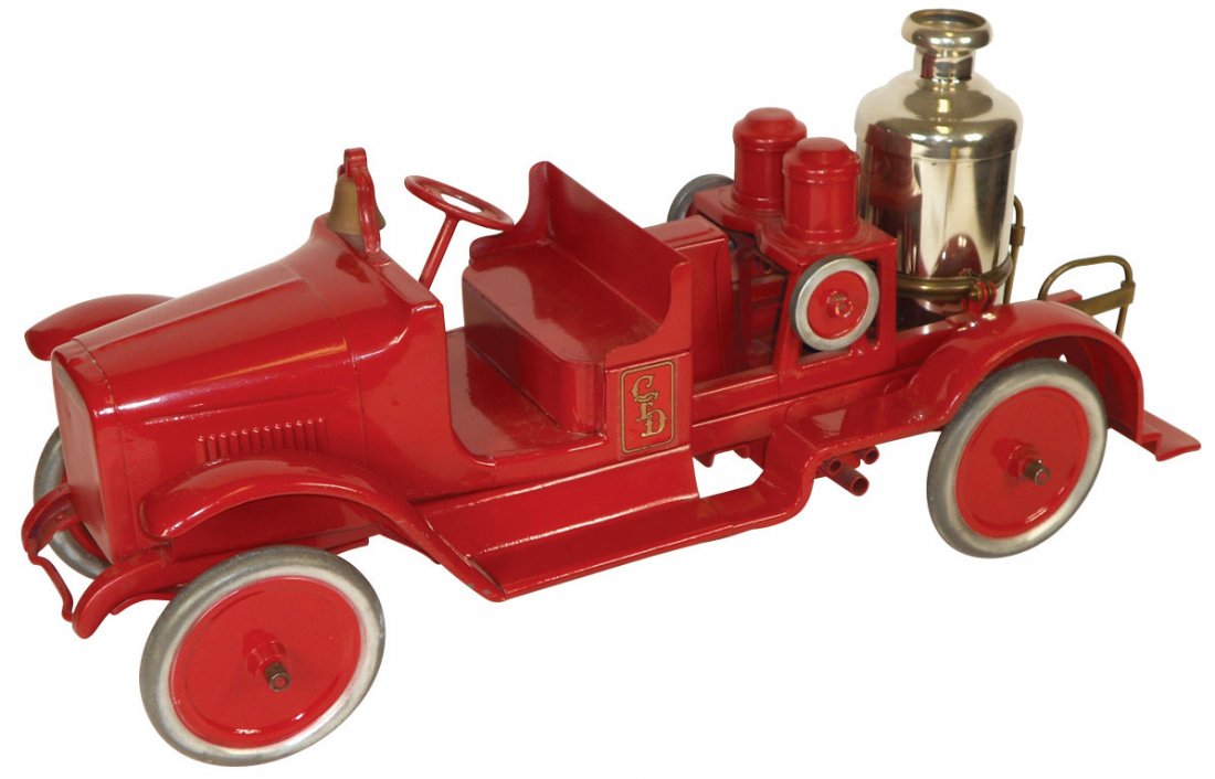 Toy Fire Truck, Buddy L Pumper w/Steam Boiler, #2: Toy Fire Truck, Buddy L Pumper w/Steam Boiler, #205-A Fire Engine, an older restoration w/some checking on decals, o/wise Exc cond, 10"H x 23"L.