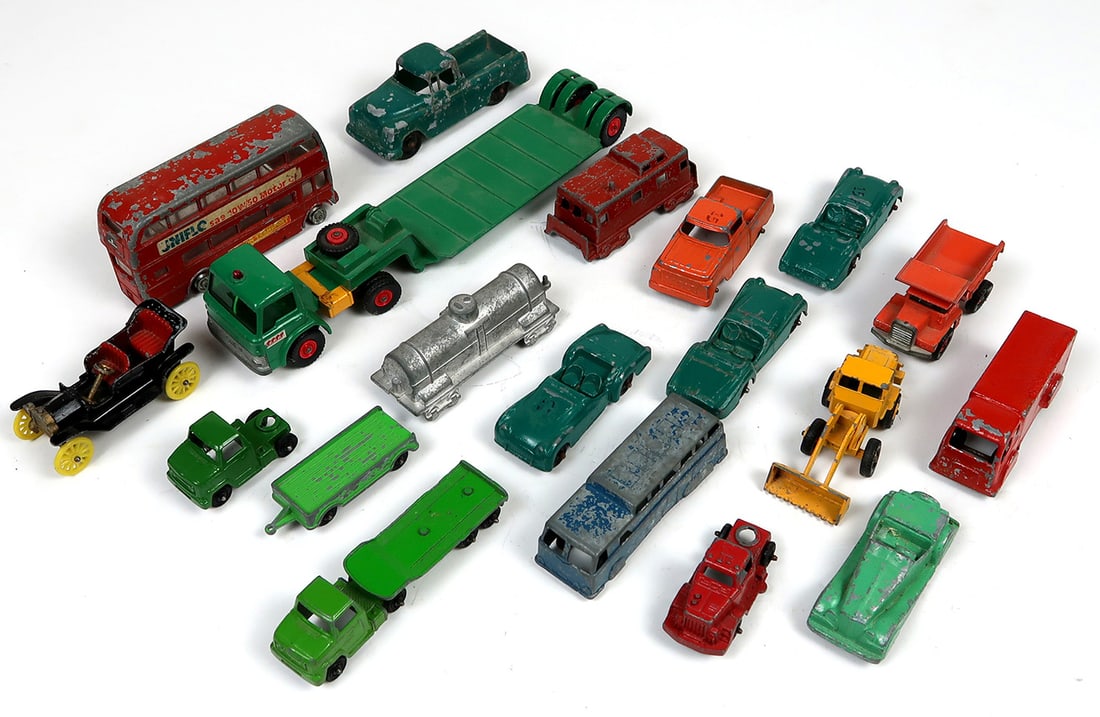 Various Toy Cars (20), Trucks/Trailers mfgd by Tootsie, A Budgie Toy, Midge: Various Toy Cars (20), Trucks/Trailers mfgd by Tootsie, A Budgie Toy, Midgetoy & Lesney, various cond.