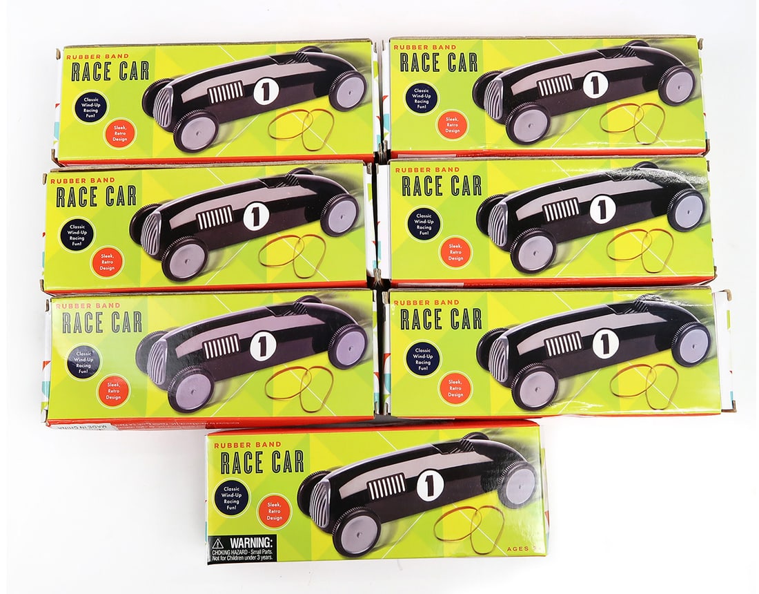 Rubber Band Powered Race Cars (7), New In Boxes, 9" L.: Rubber Band Powered Race Cars (7), New In Boxes, 9" L.