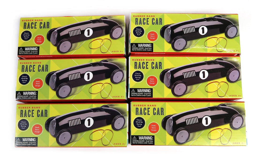 Rubber Band Powered Race Cars (6), New In Boxes, 9" L.: Rubber Band Powered Race Cars (6), New In Boxes, 9" L.