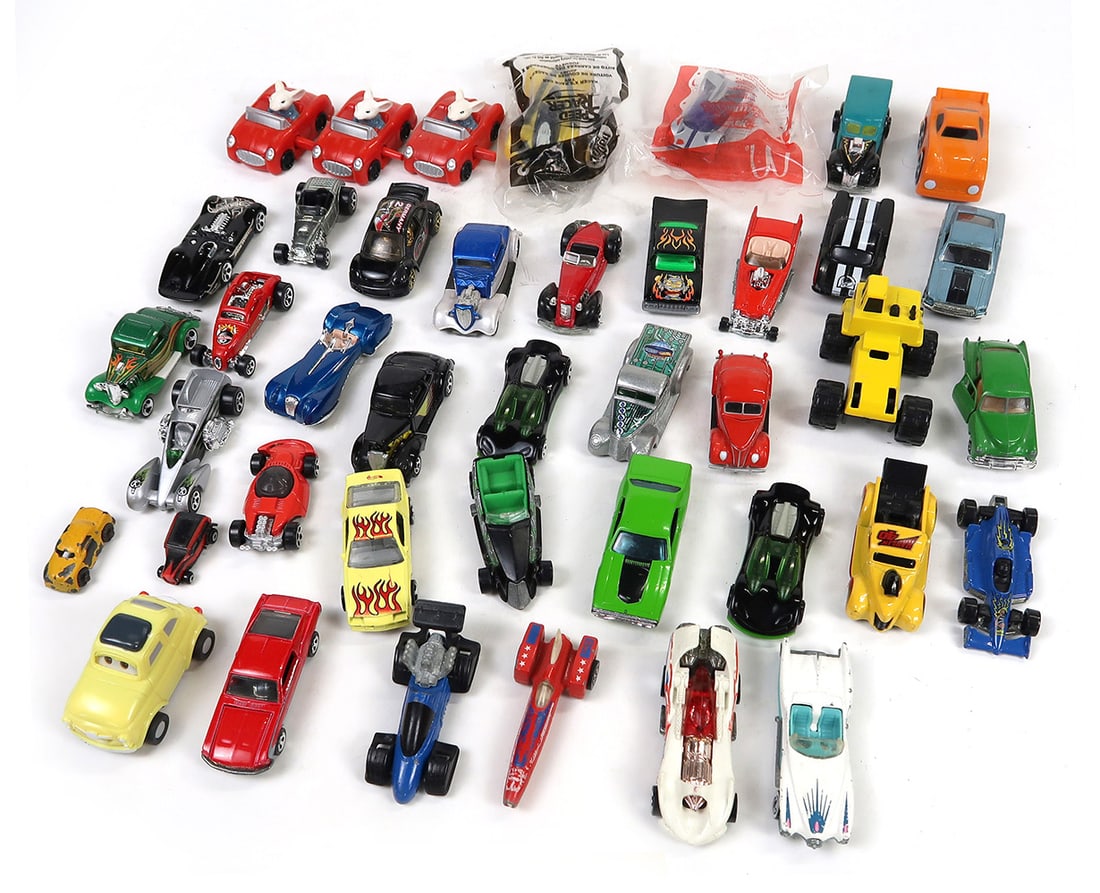 Various Toy Cars (41), mfgd by McDonald's, Mattel, Ertl & more, 4" L.: Various Toy Cars (41), mfgd by McDonald's, Mattel, Ertl & more, 4" L.