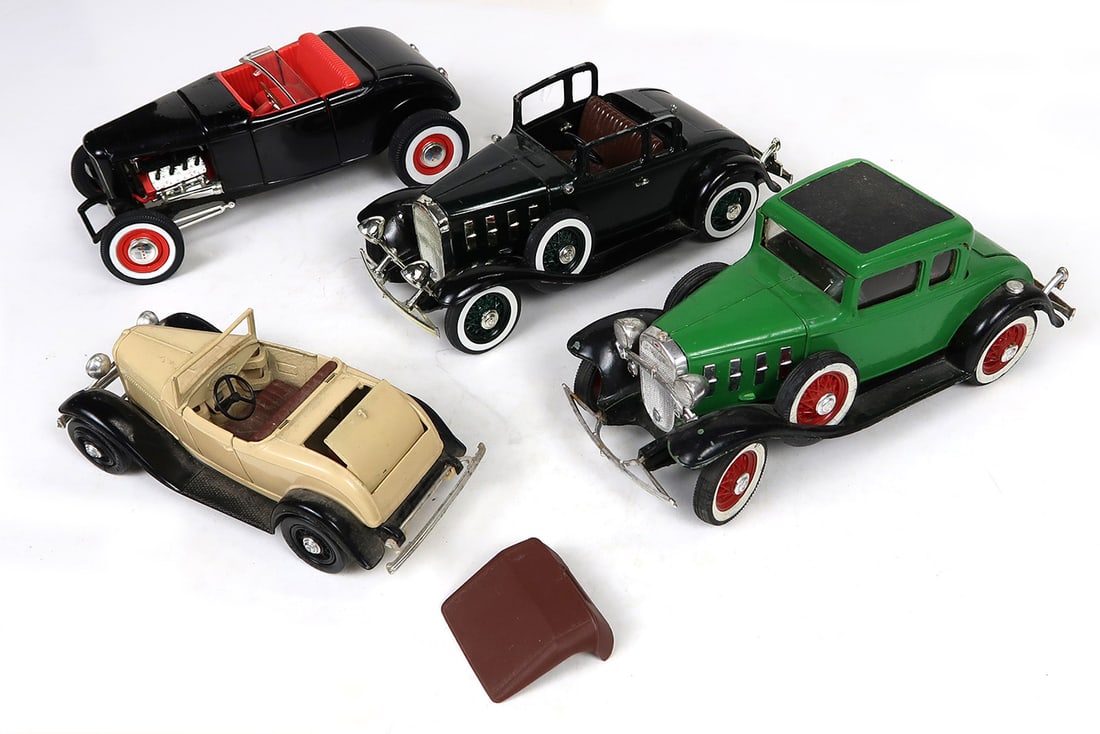Roadsters (4), 2 Ertl & 2 other, Fair cond, largest 8" L.: Roadsters (4), 2 Ertl & 2 other, Fair cond, largest 8" L.