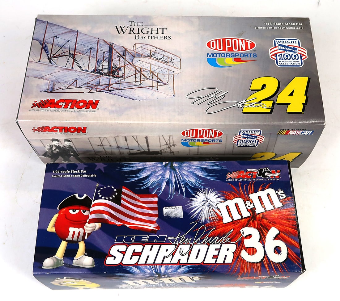 Action Cars (2), DuPont Motorsports 1:18 & 1:24 scale, MIB, largest 10" L.: Action Cars (2), DuPont Motorsports 1:18 & 1:24 scale, MIB, largest 10" L.