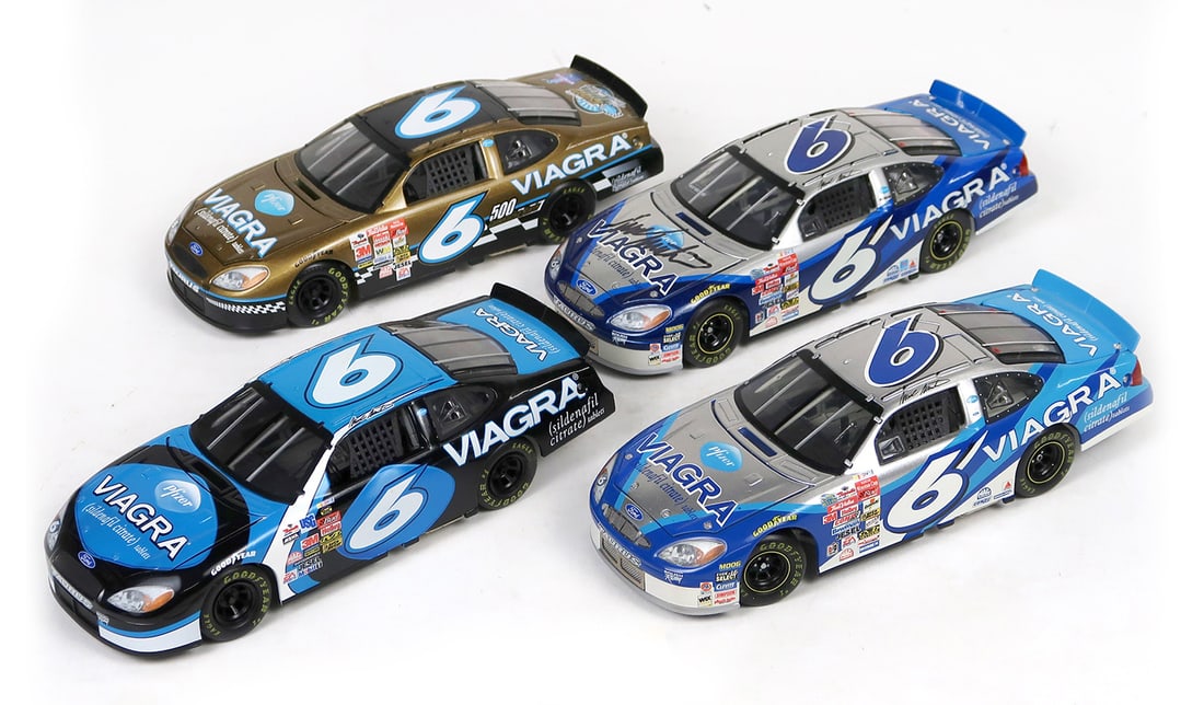 Ford Viagra Race Cars (4), w/o boxes, Exc cond, 8" L.: Ford Viagra Race Cars (4), w/o boxes, Exc cond, 8" L.