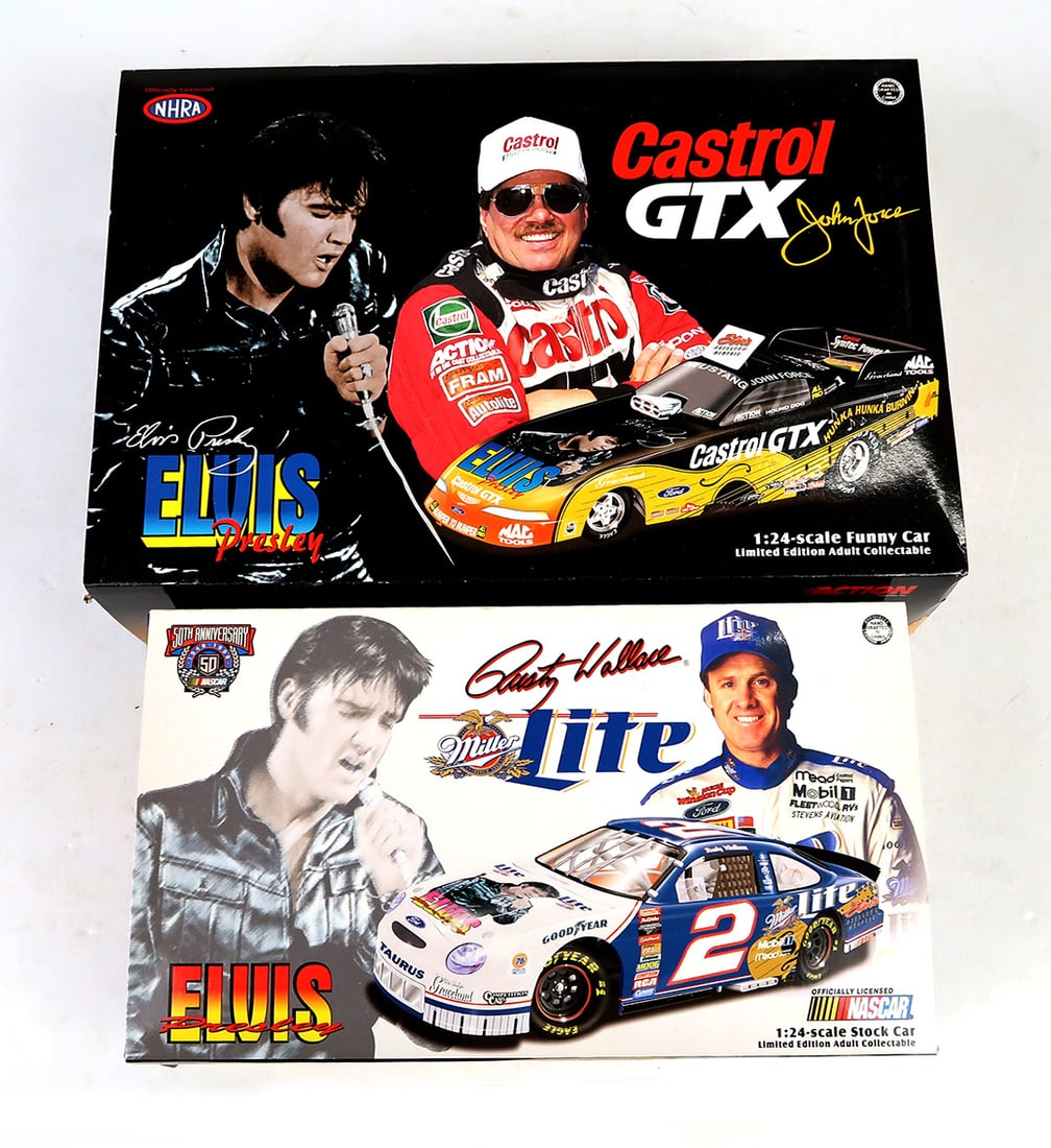 Nascar Elvis Collectibles (2), 1:24 scale Rusty Wallace & John Force, both (1 of 3)