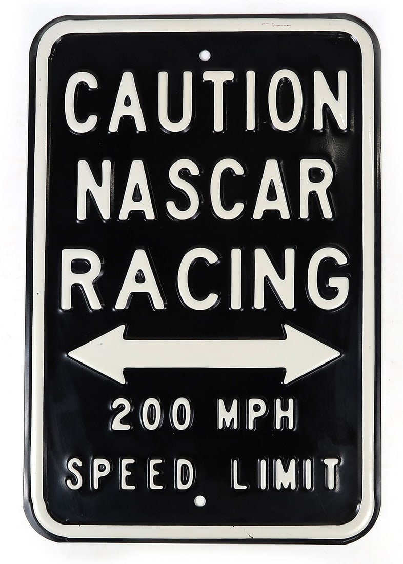 Nascar Speed Limit Sign, embossed steel, Exc cond, 18"H x 12"W. (1 of 1)