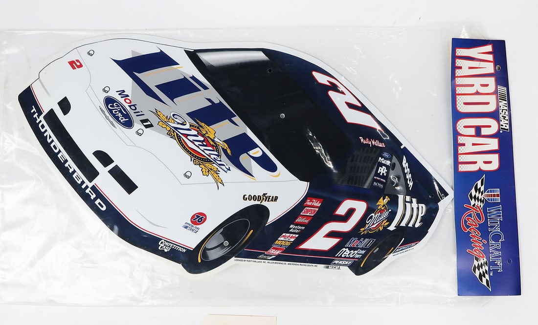 Nascar Yard Car Sign, die-cut plastic w/stake, Rusty Wallace #2, Mint u (1 of 1)