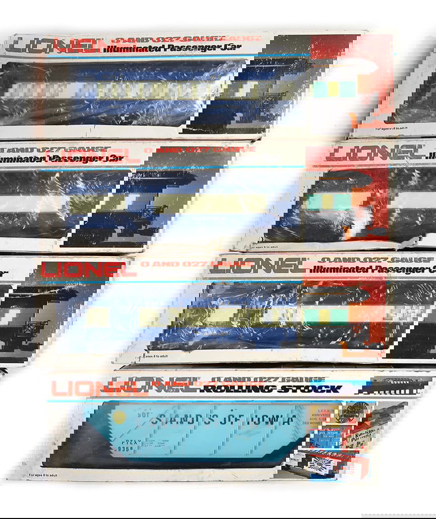 Toy Lionel Freight Passenger & Freight Cars (4), 0/O-27 ga, 3 Blue Comet pa (1 of 1)