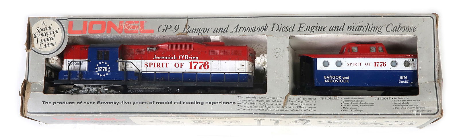Toy Lionel Train, Spirit of 1776 diesel engine & caboose, Exc untested cond (1 of 1)
