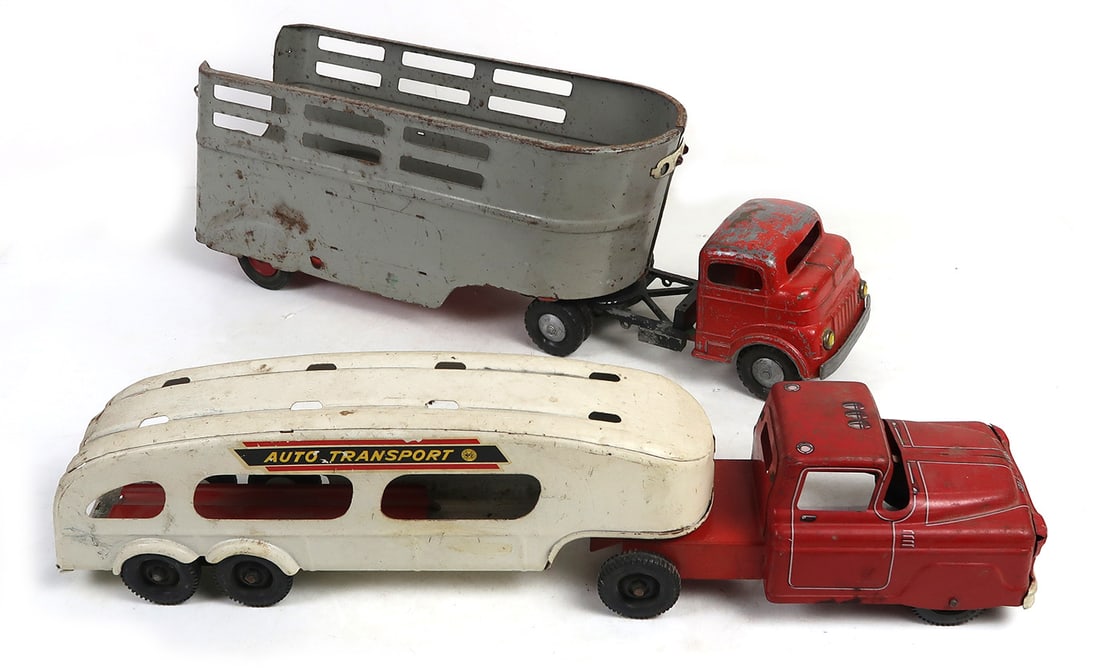 Wyandotte Pressed Steel Trailer & Marx Auto Transport Truck Trailer with Ra (1 of 1)