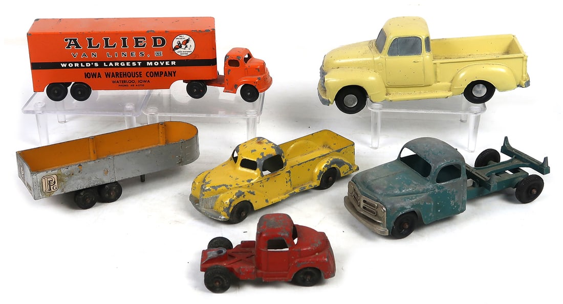 Vintage Toy Trucks (6), incl die-cast pick-up Allied tin litho, Hubley & ot (1 of 1)