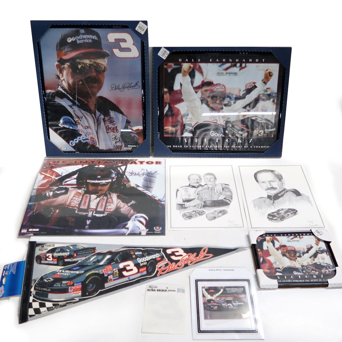 NASCAR (10), Dale Earnhardt Mylar Framed Print Reflections 16 x 20 (2), Dal: NASCAR (10), Dale Earnhardt Mylar Framed Print Reflections 16 x 20 (2), Dale Earnhardt Mylar Framed Print Victory, Dale Earnhardt Mylar Framed Print Perseverance Print, Dale Earnhardt & Dale Jr. B/W D