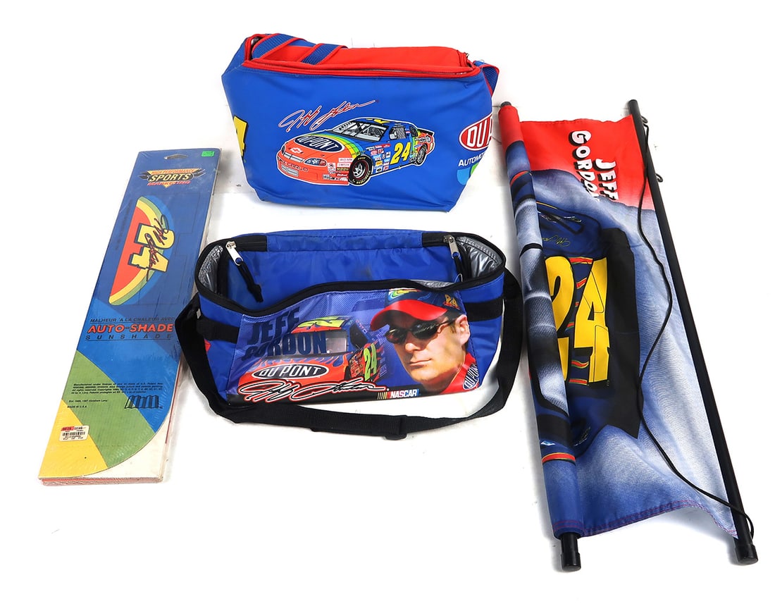 Nascar Jeff Gordon Collectibles (4), two stadium coolers, a large banner & (1 of 1)