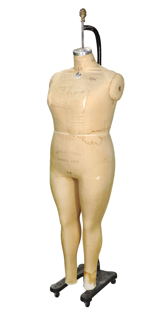 Dress Shop Model Form, Wolform Model 1972, full-figured female form suspended from iron stand, VG (1 of 1)