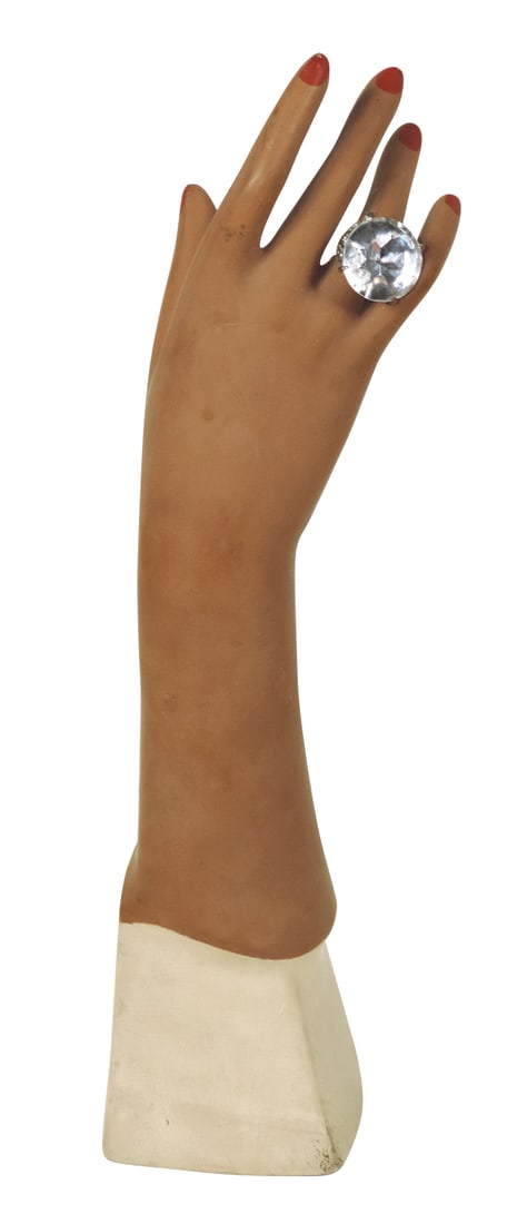 Jewelry Store Display Hand, composition w/orig paint, elegant, currently used to display a 1.25" (1 of 2)