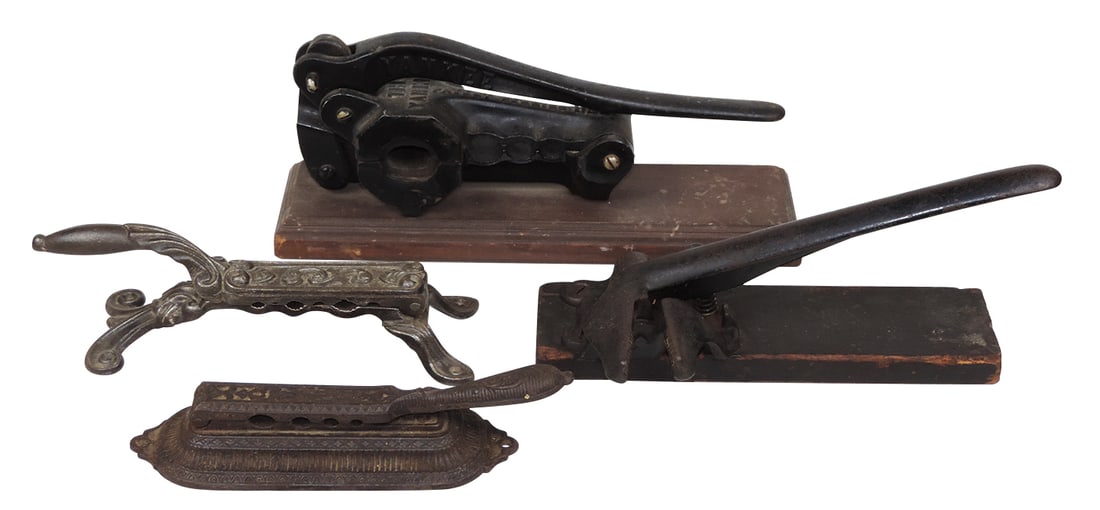 Apothecary Cork Presses (4), cast iron, c.1900, incl "The Yankee" & two w/ornate designs, all (1 of 1)