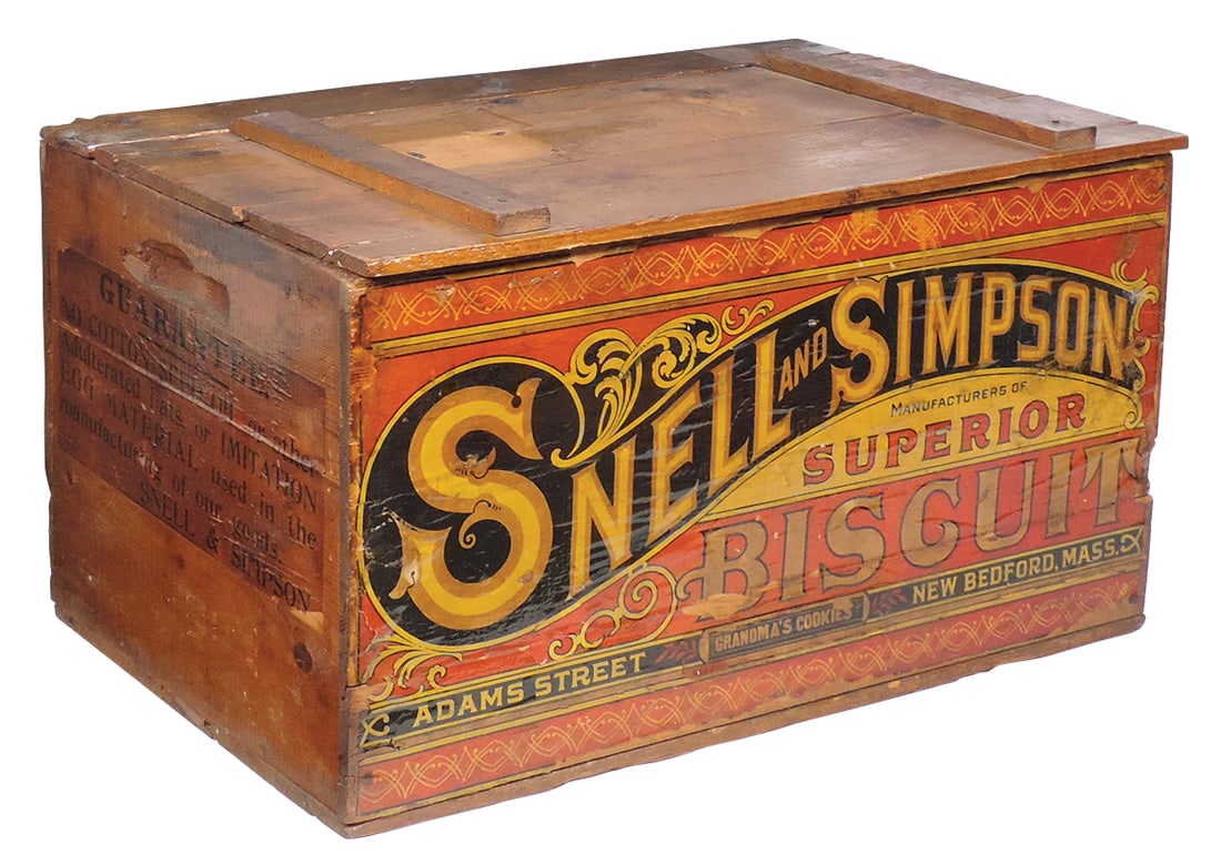 Country Store Crate, Snell & Simpson Superior Biscuit, large colorful litho on paper label on front (1 of 2)