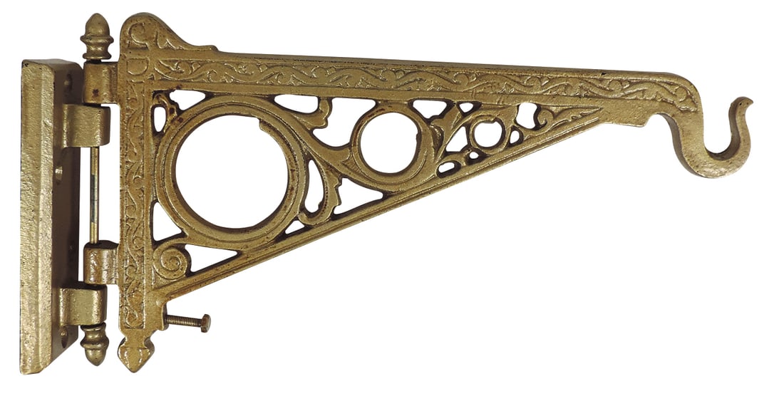 Apothecary Hanging Show Globe Hanger, fancy cast iron w/gold paint, made to attach to wall & swivel, (1 of 1)