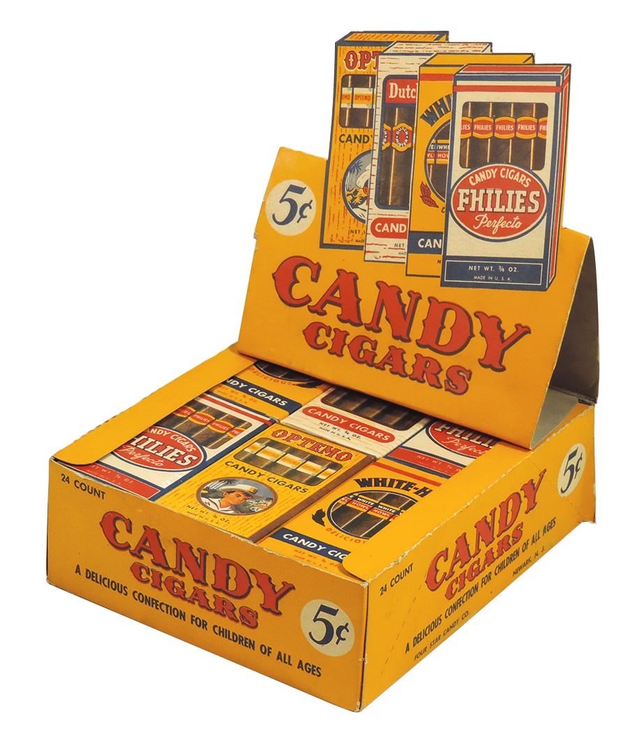 Candy Store Candy Cigar Counter Display, colorful cdbd w/diecut marquee & 24 3/4 oz. boxes of (1 of 1)
