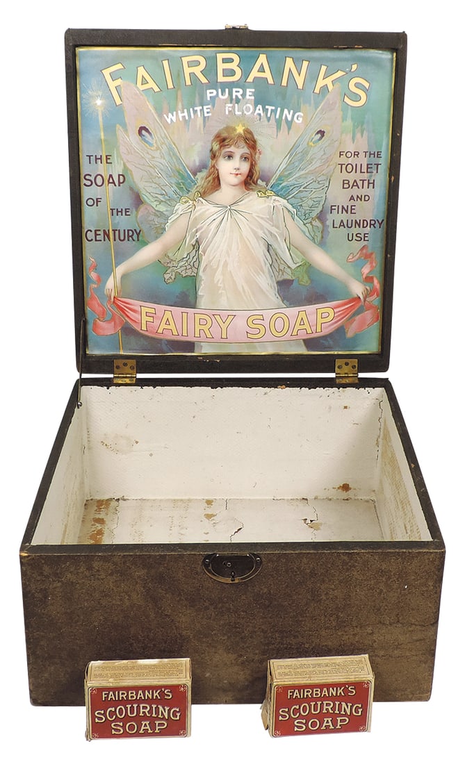 Fairbank's Counter Display Box, wood case w/beautiful paper advertising litho inside cover, comes (1 of 1)