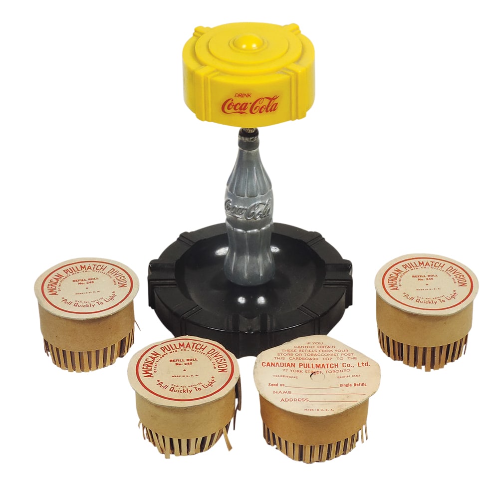 Coca-Cola Pullmatch Ashtray, bottom embossed American Pullmatch Corp.-Piqua, O., Made in USA, comes (1 of 1)