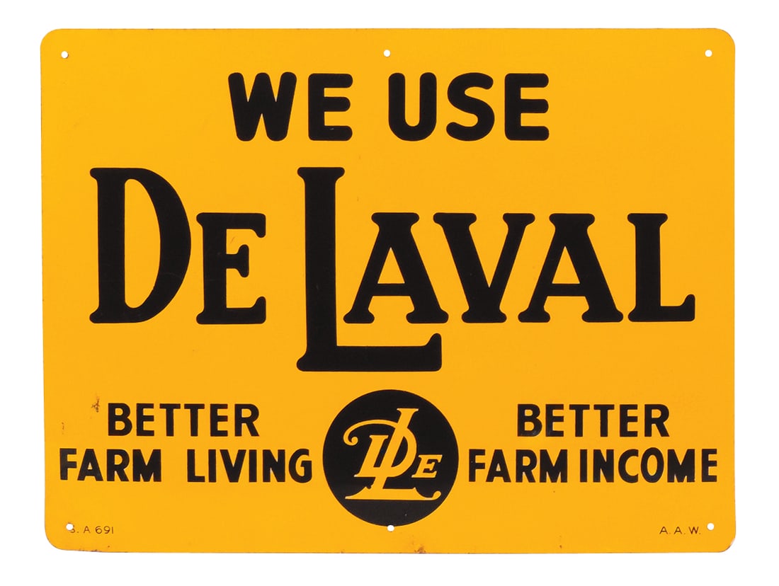 Farming De Laval Sign, litho on tin w/logo & slogan, marked S.A. 691 A.A.W., Exc unmounted cond (1 of 1)