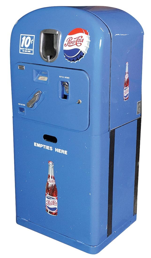 Coin-Operated Pepsi-Cola Vending Machine, 10 Cent Vendorlator Model 27B w/arched top, early 1950's, (1 of 3)