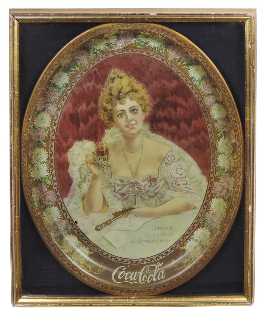Coca-Cola Serving Tray, c.1903, Very Rare large size, litho on metal of an elegant dressed woman (1 of 1)