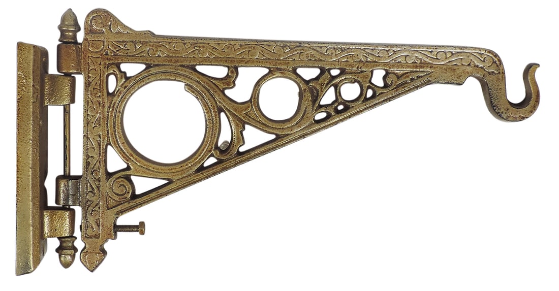 Apothecary Hanging Show Globe Hanger, fancy cast iron w/gold paint, made to attach to wall & swivel, (1 of 1)