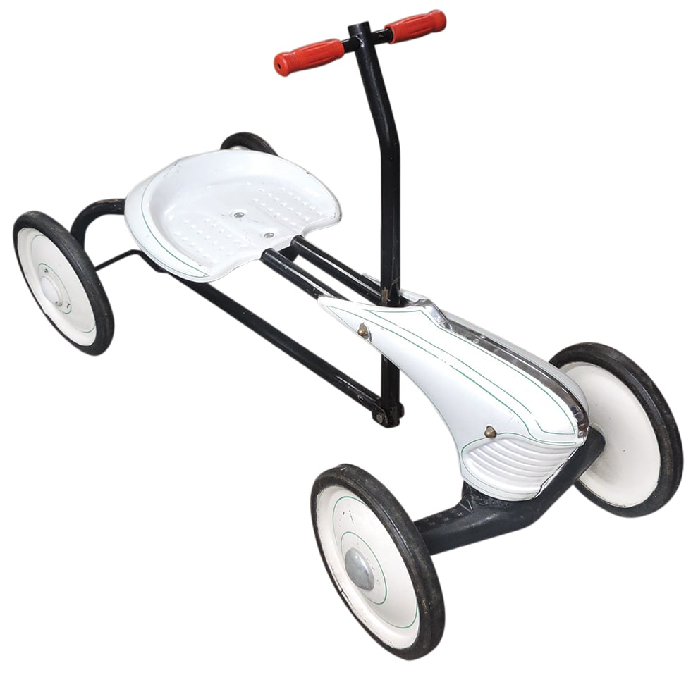 Child's Irish Mail Cart, pressed steel streamline racer, c.1960, unmarked, VG working cond, 26"H x (1 of 1)