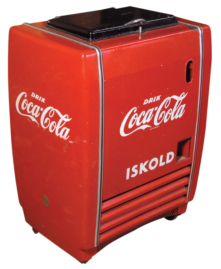 Coca-Cola Chest Cooler, pressed steel refrigerated, mfgd by Buhl for the Danish market, Good+ (1 of 2)