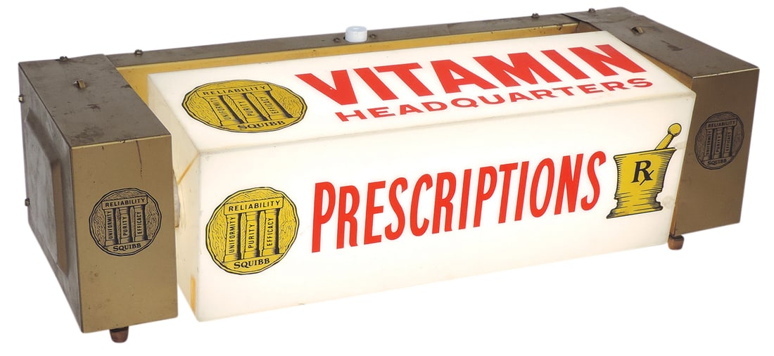 Drugstore, Motorized Lighted Display, lighted rotating rectangular box for Squibb products (1 of 1)