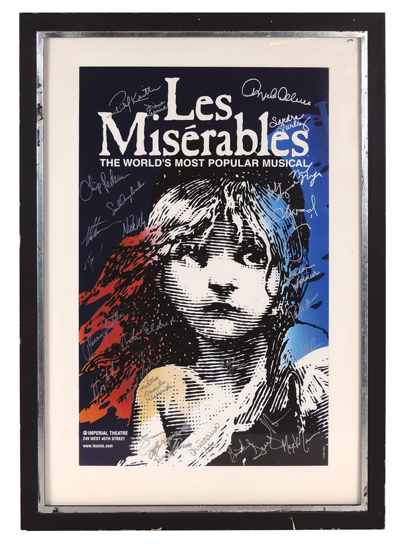 Theatrical Les Misérables Poster, copyright 1986 w/autographs of 27 cast members in silver felt tip (1 of 1)