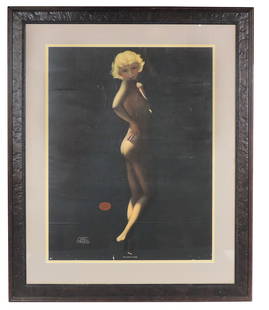 Pin-Up Art, Earl Moran "The Artist's Model", c.1934, Dunck's Superior in oval at lower left, Good: Pin-Up Art, Earl Moran "The Artist's Model", c.1934, Dunck's Superior in oval at lower left, Good cond w/overall creasing, possibly from being mounted but not examined out of frame, prof framed in cla