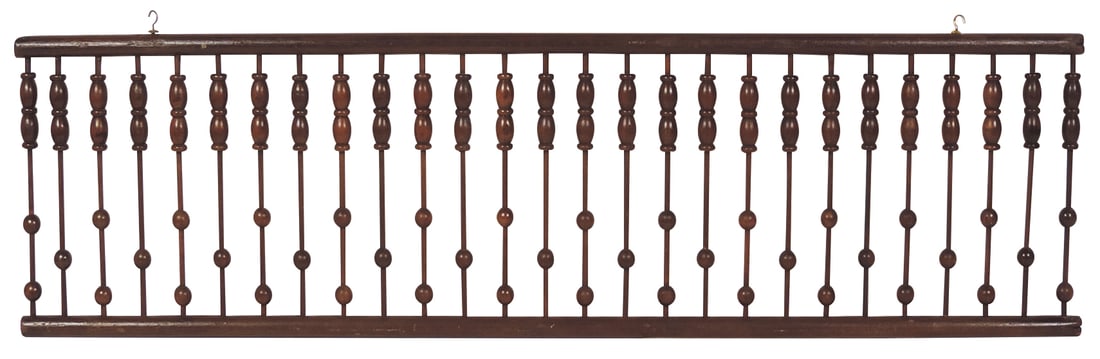 Wood Stick & Ball Fretwork Panel, VG+ cond, 12"H x 42"W. (1 of 1)